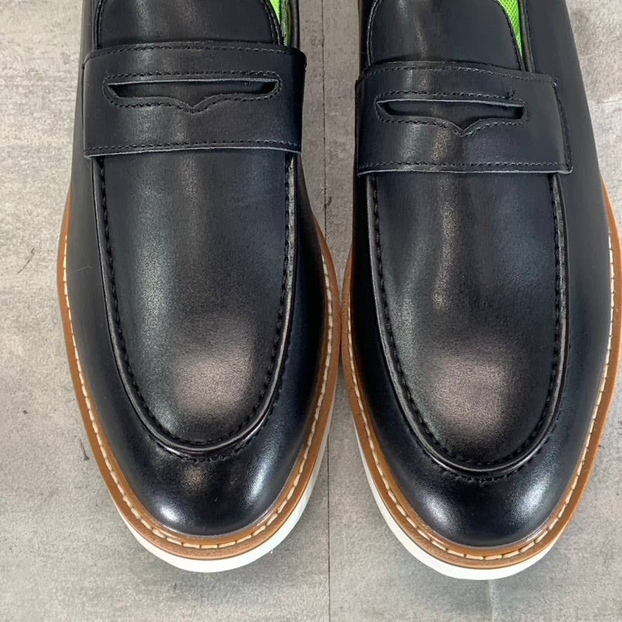 VANCE CO. Men's Black Faux-Leather Albert Slip-On Penny Loafers SZ 9