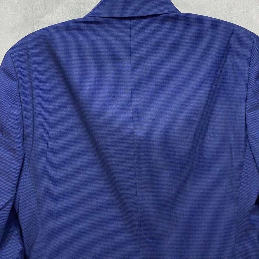 REACTION KENNETH COLE Blue Slim-Fit Mini Check Regular Suit Jacket SZ 36R