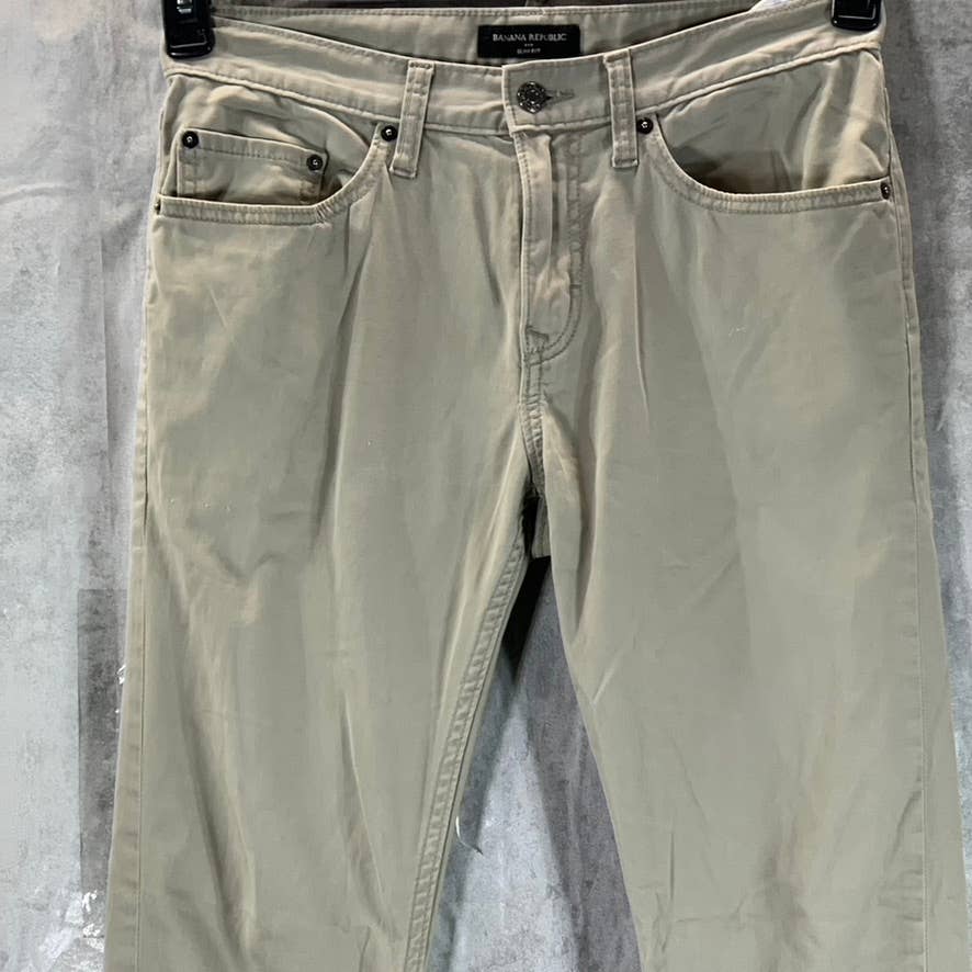 BANANA REPUBLIC Men's Sunwashed Taupe Sueded Slim-Fit Stretch Pants SZ 30X30