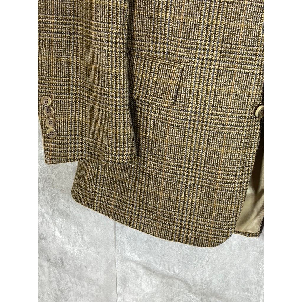 BROOKS BROTHERS 1818 Men's Brown Houndstooth Three-Button Suit Jacket SZ 40R