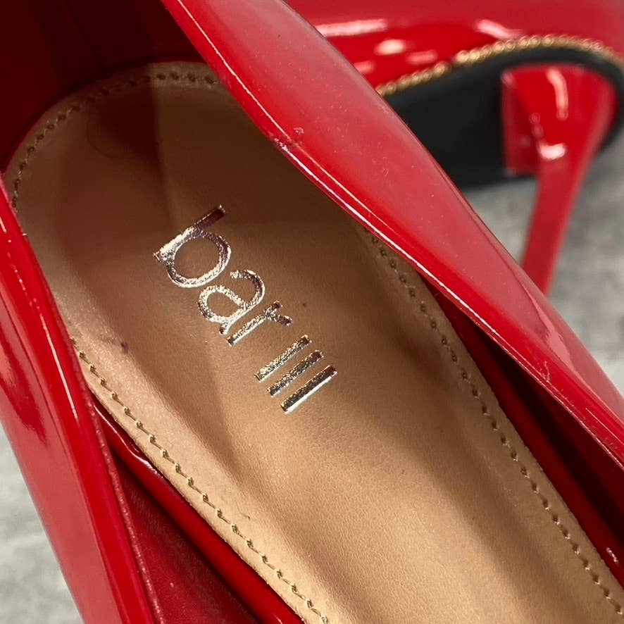 BAR III Women's Red Patent Binsa Ball-Chain Trim Pointed-Toe Pumps SZ 8.5