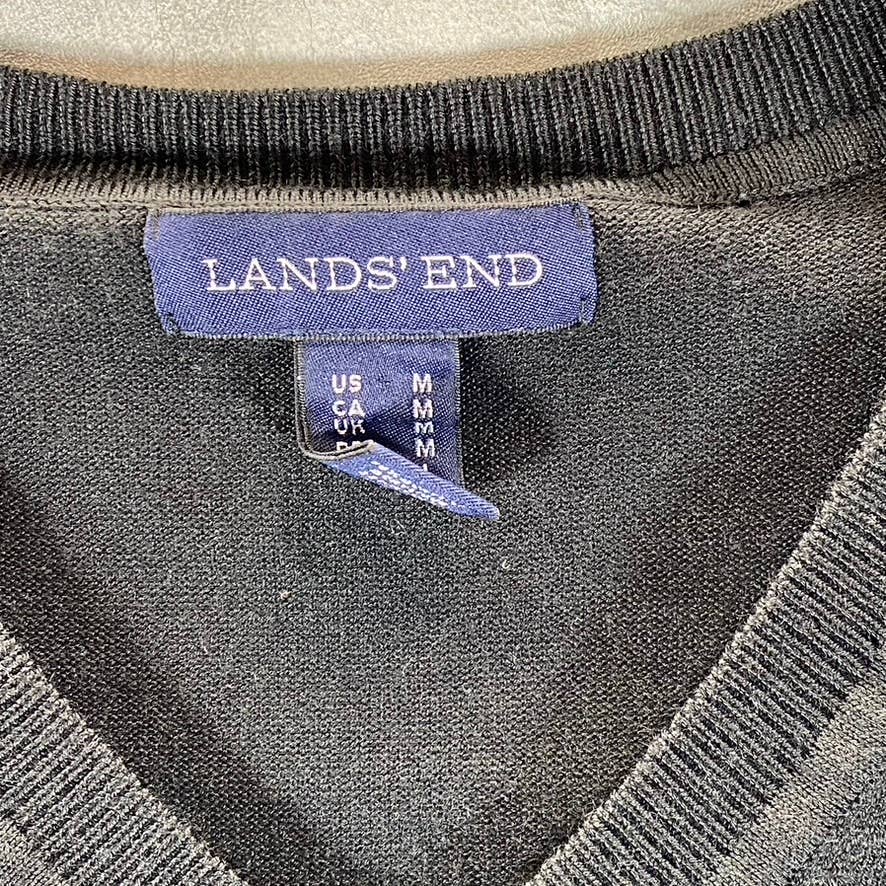 LANDS' END Men's Black V-Neck Pullover Sweater SZ M