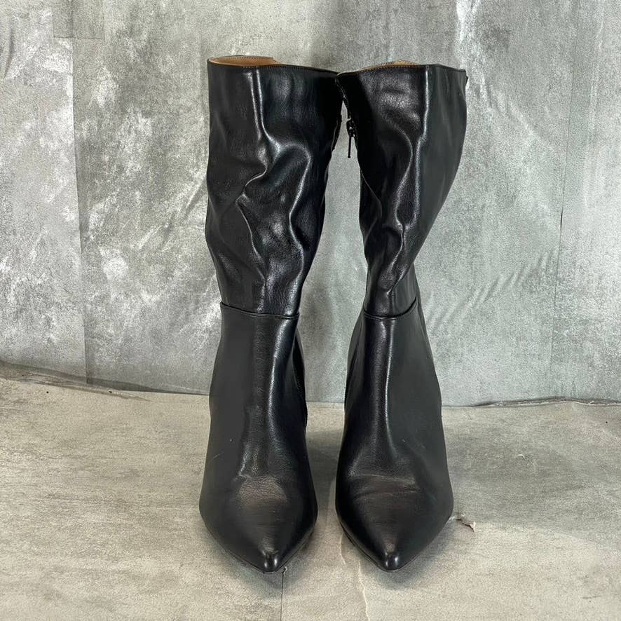 JOURNEE COLLECTION Women's Black Faux-Leather Wilo Pointed-Toe Boots SZ 7.5
