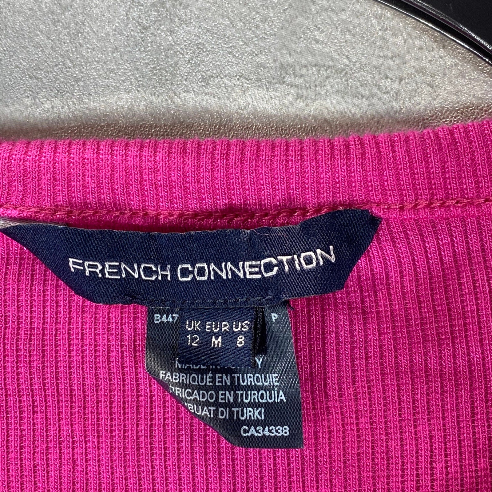 FRENCH CONNECTION Women's Wild Rosa Paze Ribbed Jersey Bodycon Mini Dress SZ 8