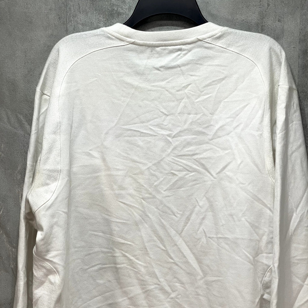 INC INTERNATIONAL CONCEPTS White Crewneck Slant-Zip Long Sleeve T-Shirt SZ L