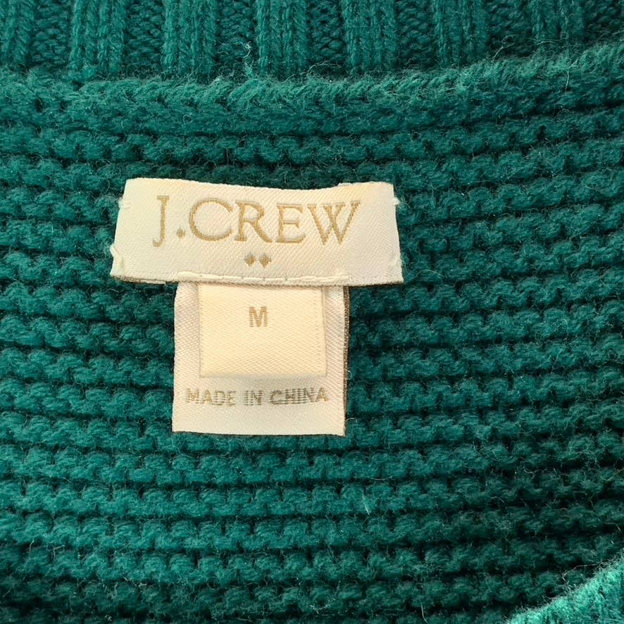 J.CREW Women's Academic Green Classic Crewneck Knit Pullover Sweater SZ M