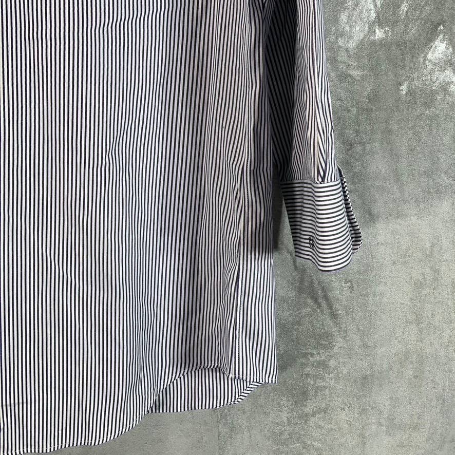 PAUL FREDRICK Men's Blue Pinstripe Button-Up Long-Sleeve Dress Shirt SZ 15.5-32