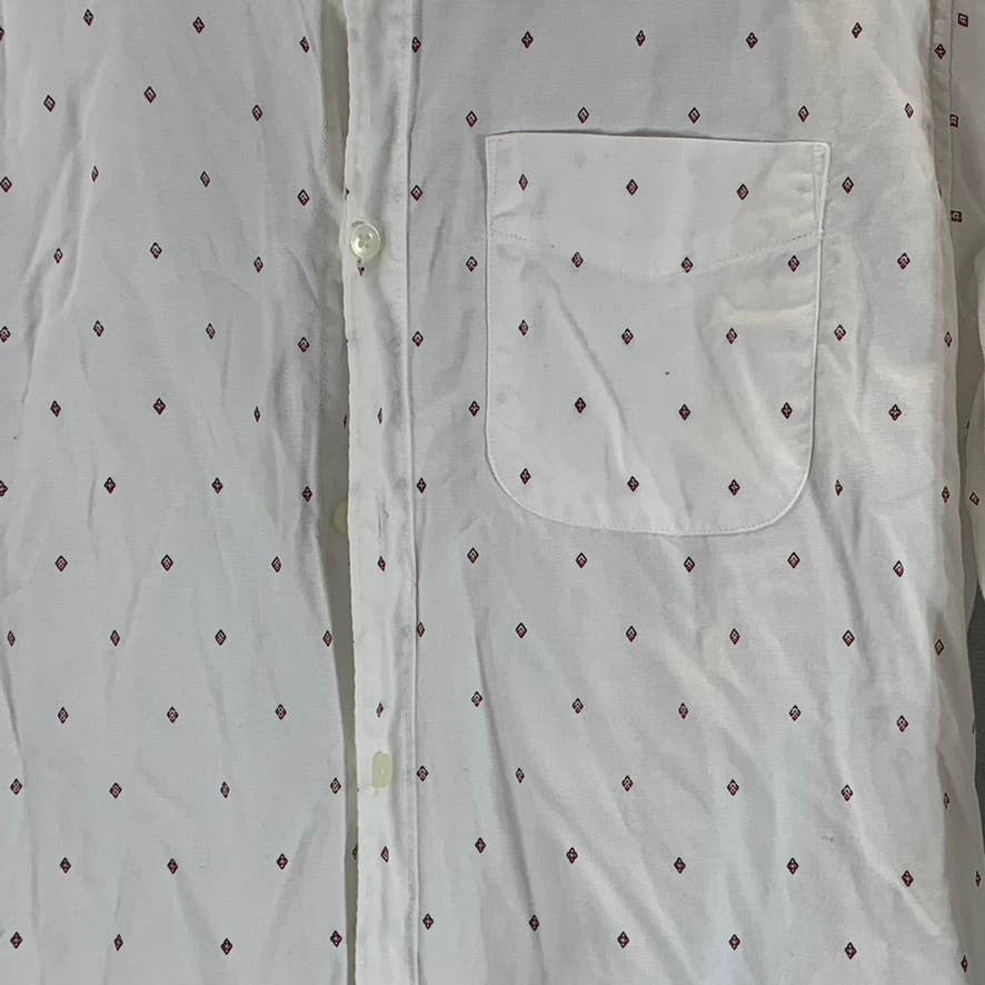 AMERICAN EAGLE Men's White Geometric Print Button-Up Long-Sleeve Shirt SZ S