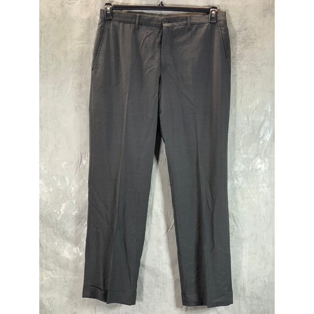 GIORGIO ARMANI Men's Charcoal Flat-Front Straight-Leg Dress Pants SZ 36