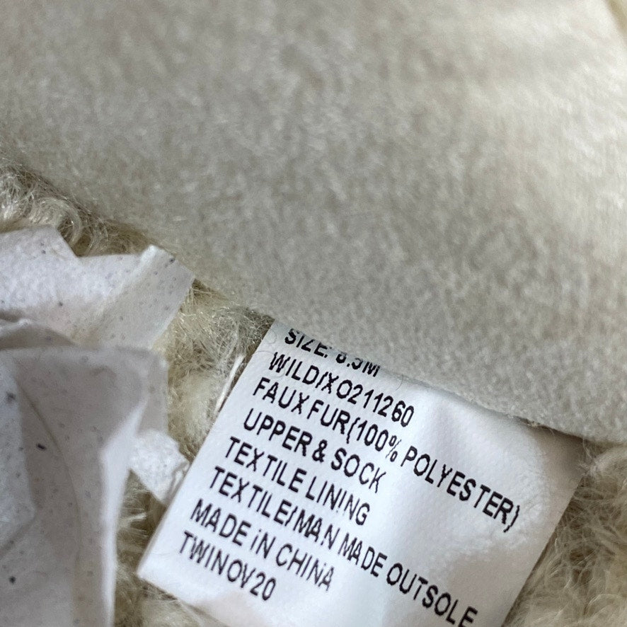 XOXO Natural Wild Cozy Faux Fur Slip-On Round-Toe Slippers SZ 8.5