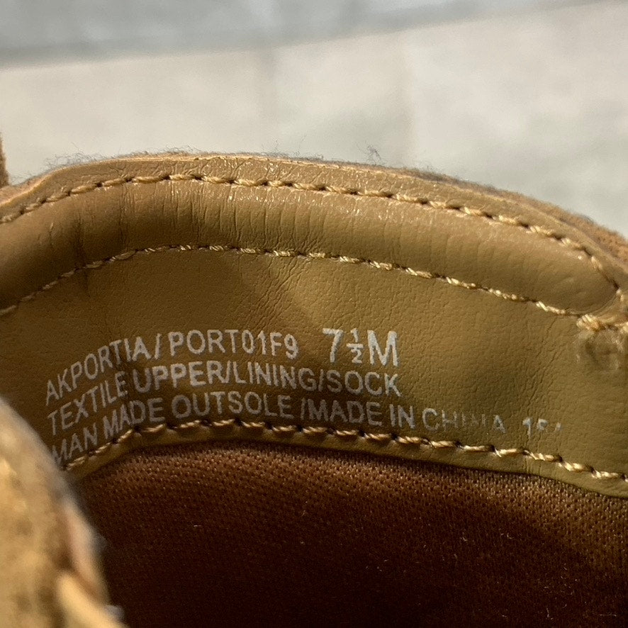 ANNE KLEIN Women's Dark Natural Portia Round-Toe Slip-On Wedge Boots SZ 7.5