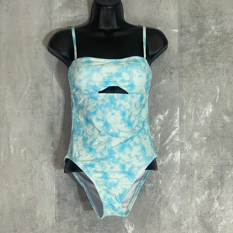 VICIOUS YOUNG BABES Light Blue Tie-Dye Front Cutout Tie-Dye One-Piece Swimsuit SZ M