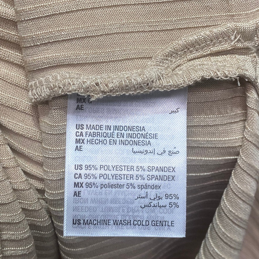 ALFANI Beige Ribbed High-Low Short Sleeve Scoop Neck Tunic Top SZ L