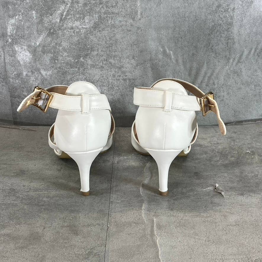 JOURNEE COLLECTION Women's White Wide Riva Pointed-Toe Pumps SZ 6.5