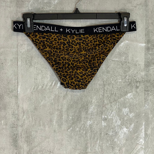 KENDALL & KYLIE Leopard Print Logo Waist Moderate Coverage Bikini Bottoms SZ XL