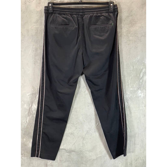 BOSS HUGO BOSS Men's Black Striped Tapered-Fit Stretch Pull-On Track Pants SZ XL
