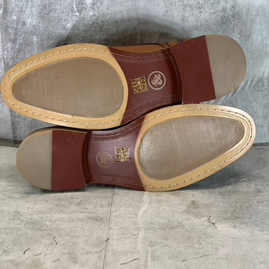 THOMAS & VINE Men's Cognac Clayton Plain-Toe Brogue Derby Shoes SZ 12