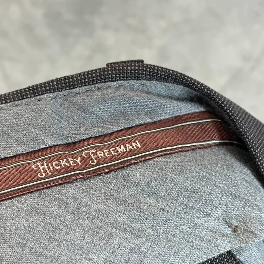 HICKEY FREEMAN Men's Grey Mini Gingham Flat Front Dress Pants SZ N/A