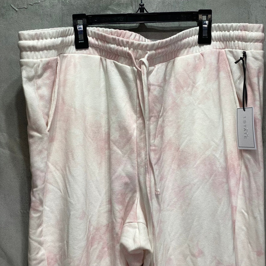 1. STATE Plus Size Pink Tie-Dye High-Rise Drawstring Pull-on Jogger Pants SZ 1X
