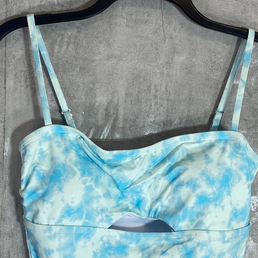 VICIOUS YOUNG BABES Light Blue Tie-Dye Front Cutout Tie-Dye One-Piece Swimsuit SZ M