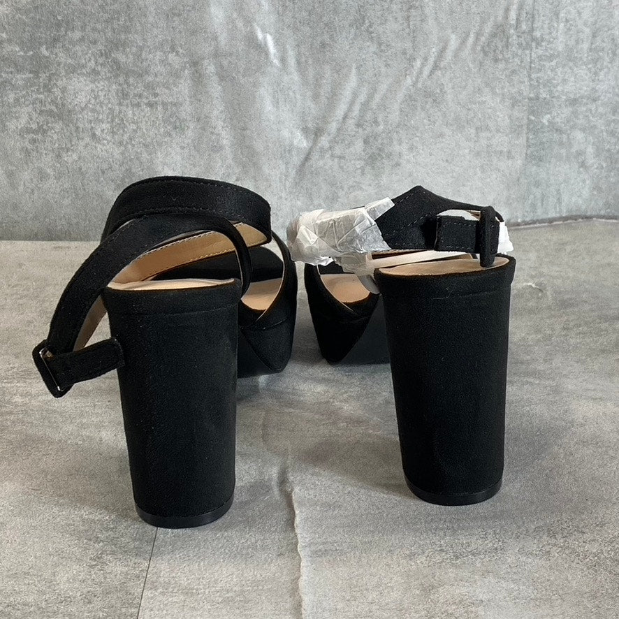 JOURNEE COLLECTION Women's Black Nairri Block Heel Ankle Strap Platform Pumps SZ 8.5