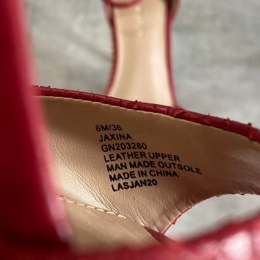 BCBGENERATION Lipstick Breach Leather Jaxina Textured Stiletto Sandals SZ 6