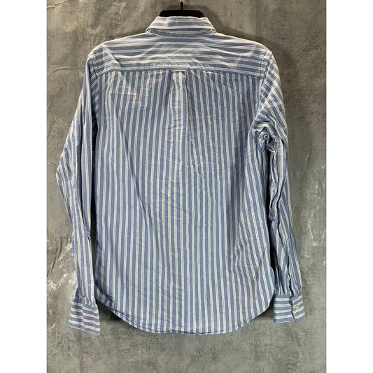 EVERLANE Men's Blue Striped Slim-Fit Button-Up Long-Sleeve Shirt SZ S