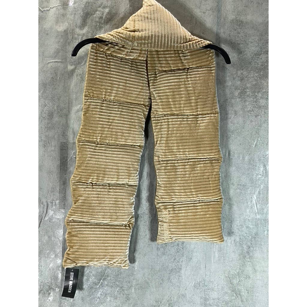 STEVE MADDEN Women's Tan Pull-Through Ribbed Velvet Puffer Scarf SZ OS