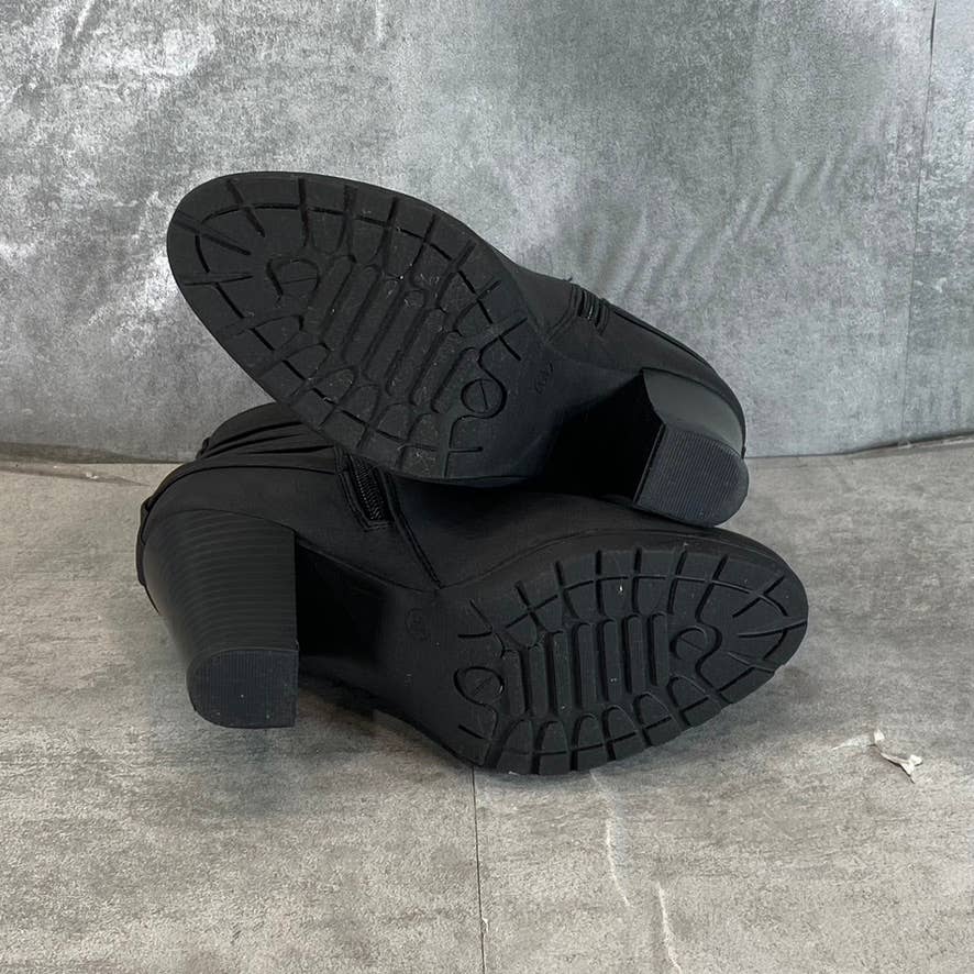 WHITE MOUNTAIN Women's Black Faux-Leather Spade Round-Toe Booties SZ 5.5