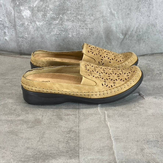 EASY STREET Women's Beige Perforated Kita Comfort Round-Toe Slip-On Mules SZ 7.5