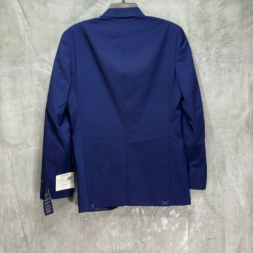 REACTION KENNETH COLE Blue Slim-Fit Mini Check Regular Suit Jacket SZ 36R