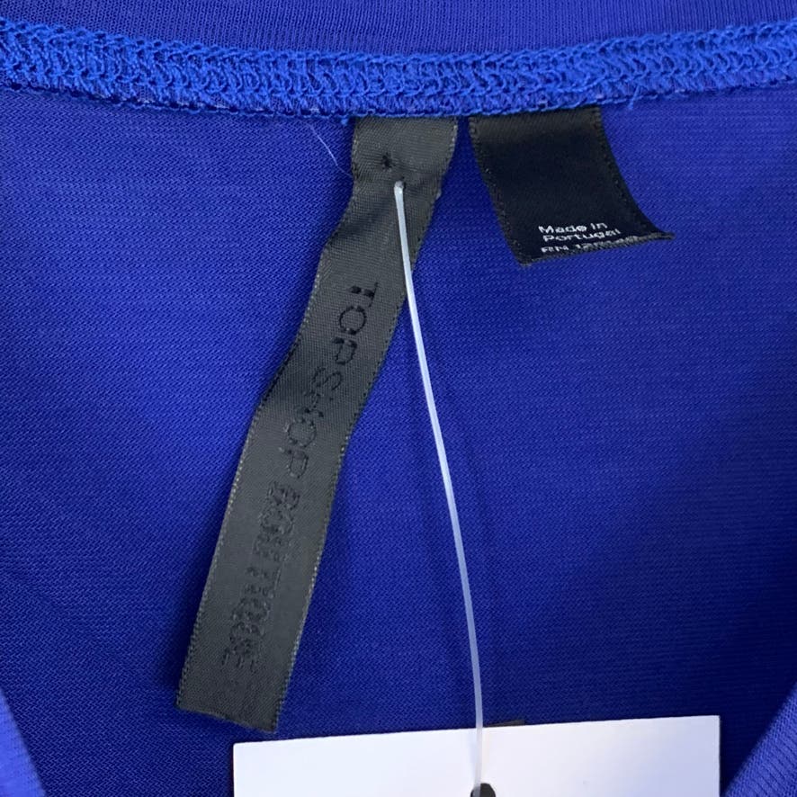 TOPSHOP Boutique Solid Royal Blue 3/4 Sleeve Top SZ 2