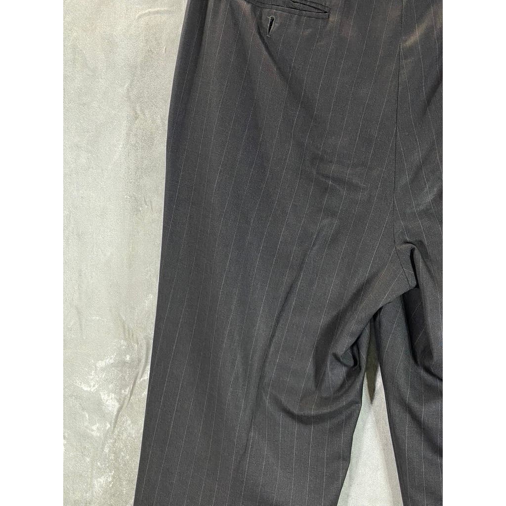 GIORGIO ARMANI Men's Charcoal Pinstripe Flat-Front Pants SZ 54(US 38R)