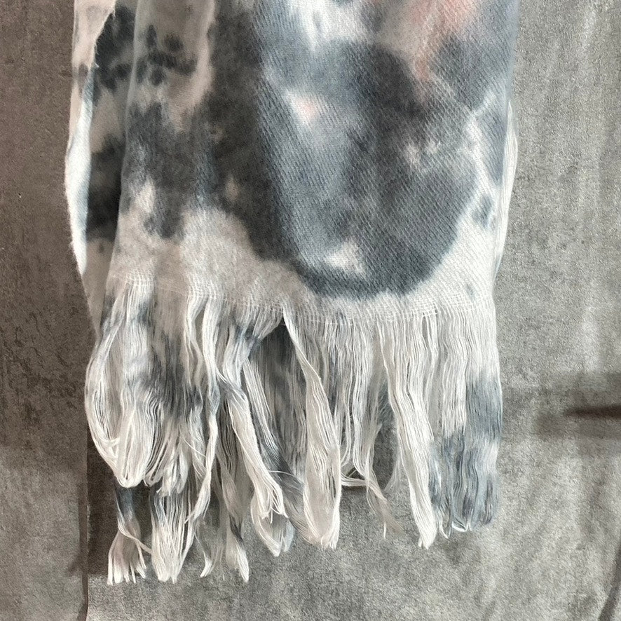 BP. Women's Grey-White Tie-Dye Fringe Detail Wrap SZ OS