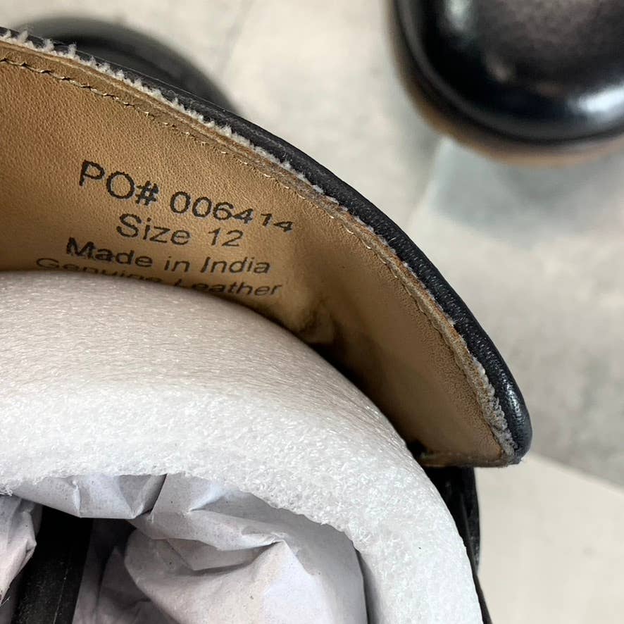 THOMAS & VINE Men's Black Leather Clayton Lace-Up Derby Shoes SZ 12