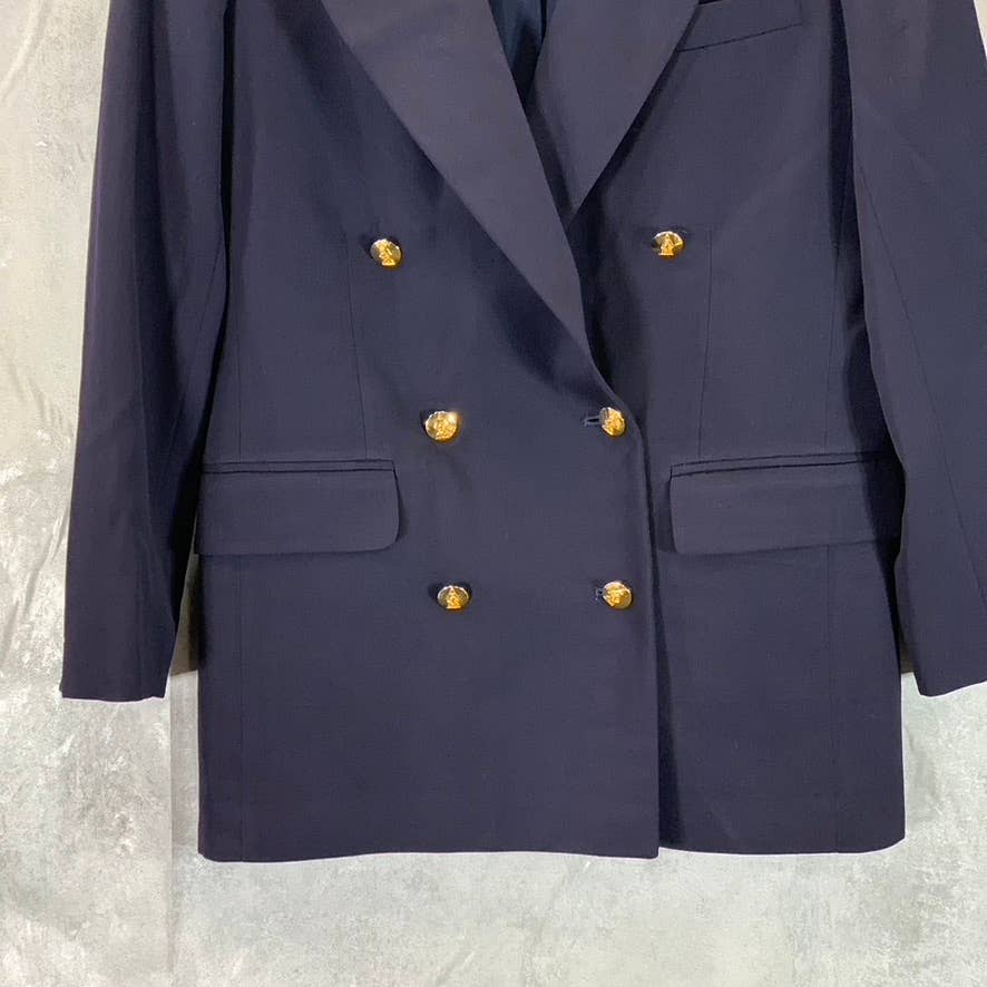 AUSTIN REED Women's Navy Double-Breasted Worsted Wool Suit Jacket SZ 6