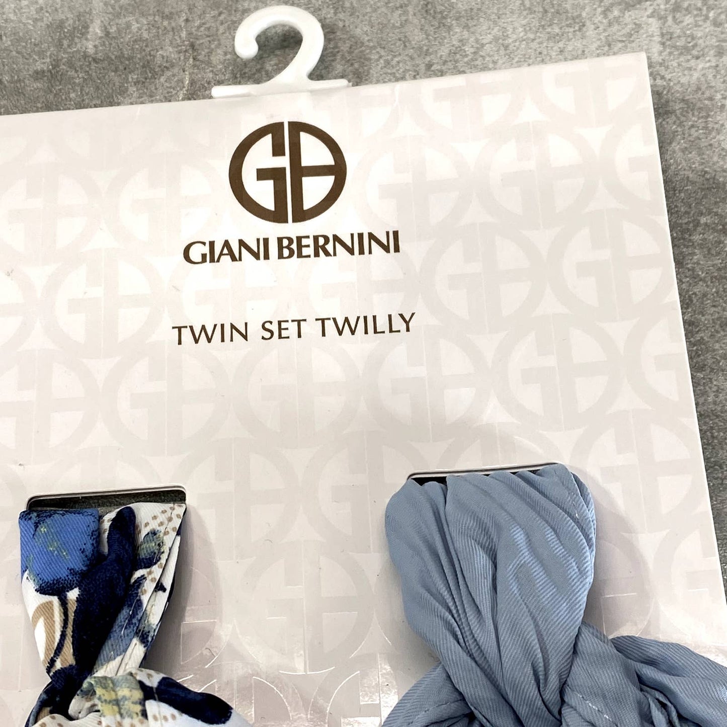 GIANI BERNINI Women's Neutral Blue Logo Floral & Solid Twin Set Twilly Scarves