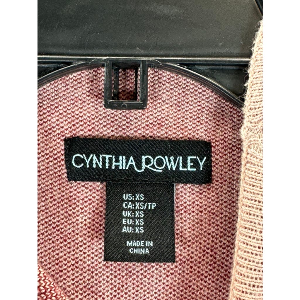 CYNTHIA ROWLEY Women's Burgundy/Pink Colorblock Mock-Neck Pullover Sweater SZ XS