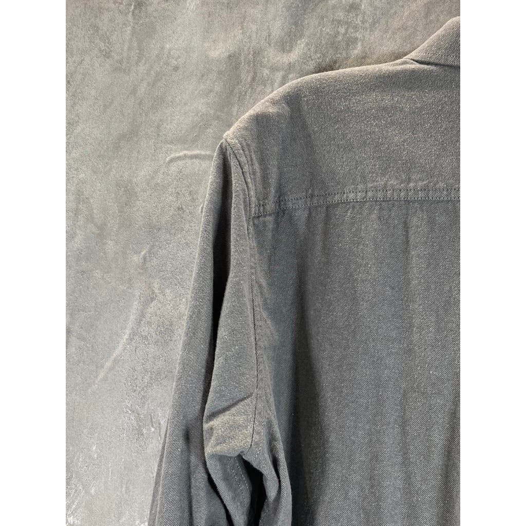 EDDIE BAUER Men's Heather Grey Classic-Fit Button-Up Long Sleeve Shirt SZ L
