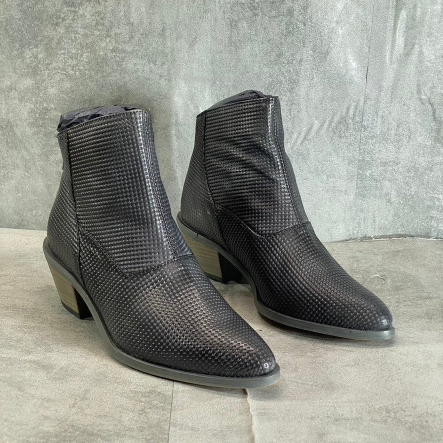 JOURNEE COLLECTION Women's Black Leather Cassie Pointed-Toe Block-Heel Booties