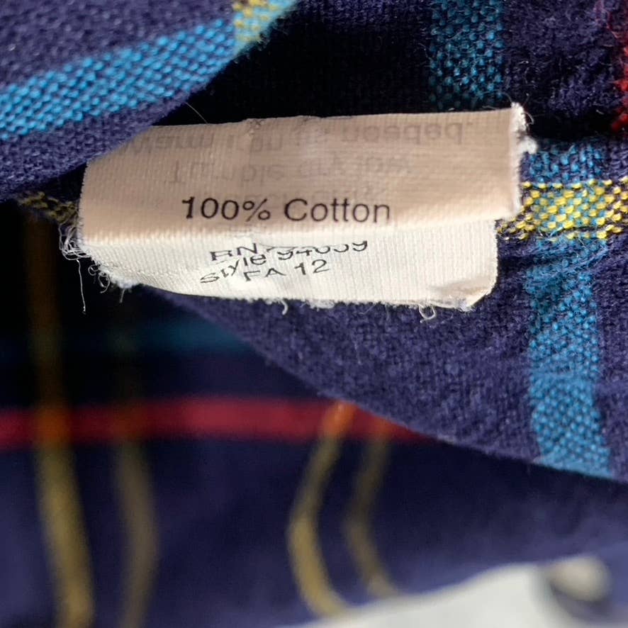 J.CREW Men's Navy Windowpane Cotton Button-Up Long-Sleeve Oxford Shirt SZ M