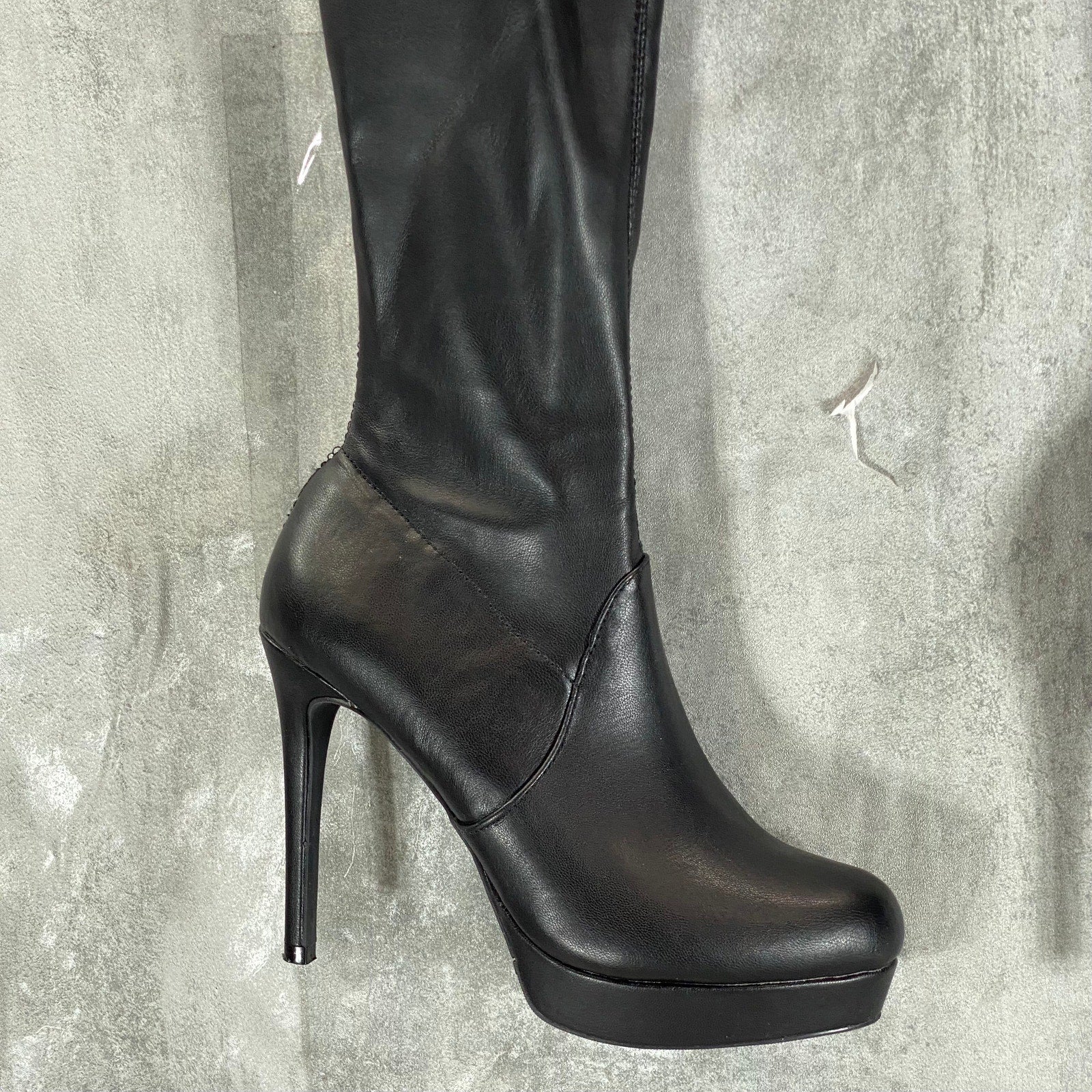 THALIA SODI Women's Black FauxLeather Clarissa Over-The-Knee Stiletto Boot SZ6.5