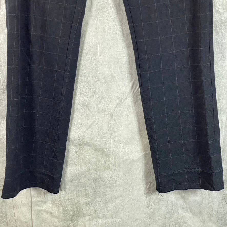 JOHN VARVATOS Men's Black Windowpane Flat-Front Straight-Leg Pants SZ 32