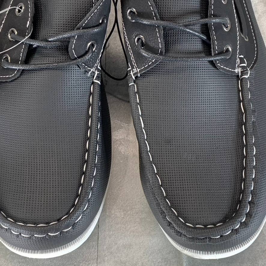 AKADEMIKS Men's Black Canvas Marina 2.0 Slip-On Lace-Up Boat Shoes SZ 10
