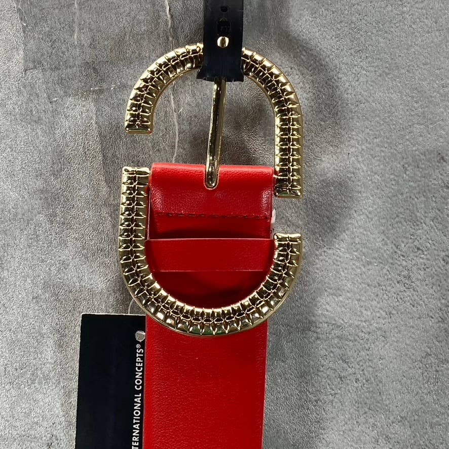 INC INTERNATIONAL CONCEPTS Women's Red Textured Buckle Belt SZ XL