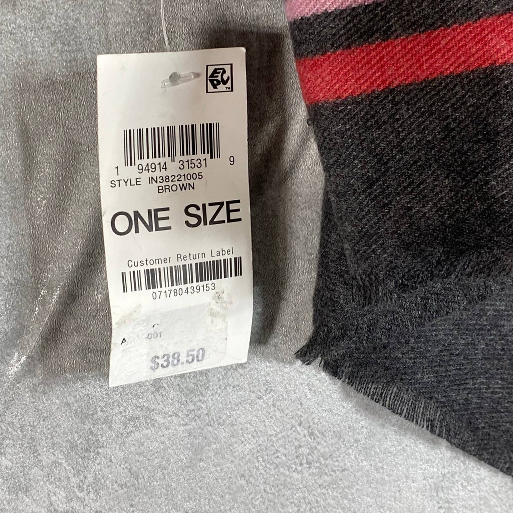 INC INTERNATIONAL CONCEPTS Women's Brown Leopard-Print Striped Wrap SZ OS