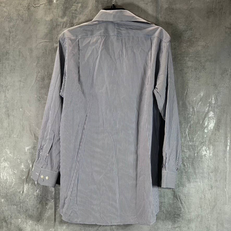 PAUL FREDRICK Men's Blue Pinstripe Button-Up Long-Sleeve Dress Shirt SZ 15.5-32