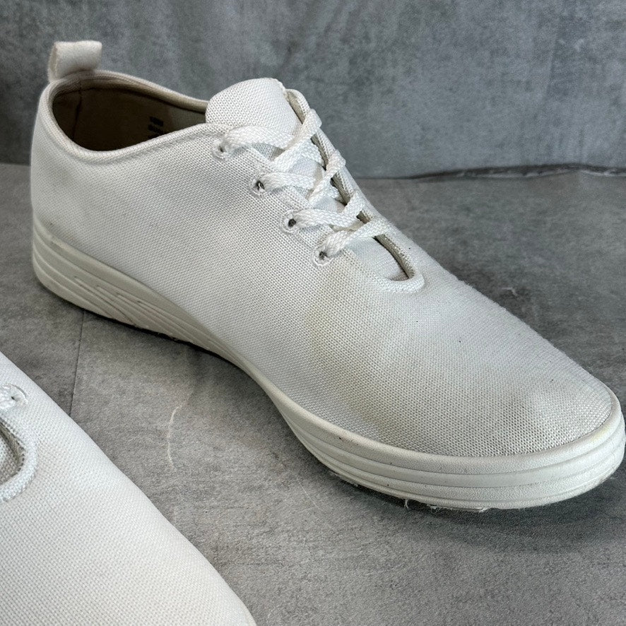 EASY STREET Women's White Knit Command Round-Toe Lace-Up Sneakers SZ 10