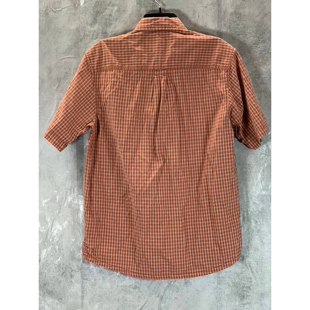 EDDIE BAUER Men's Rust Checkered Button-Up Short-Sleeve Shirt SZ S