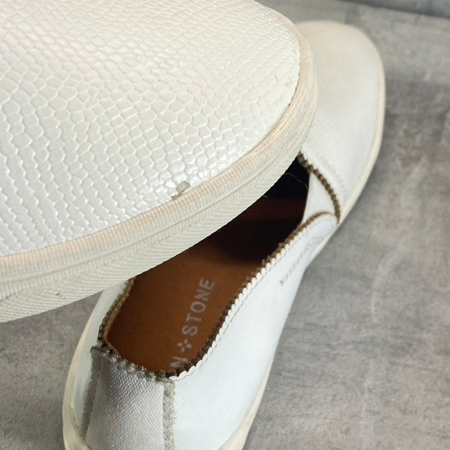 SUN+STONE Women's White Snake Embossed Miriam Round-Toe Slip-On Sneakers SZ 6